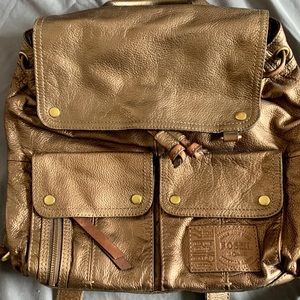 Fossil metallic backpack